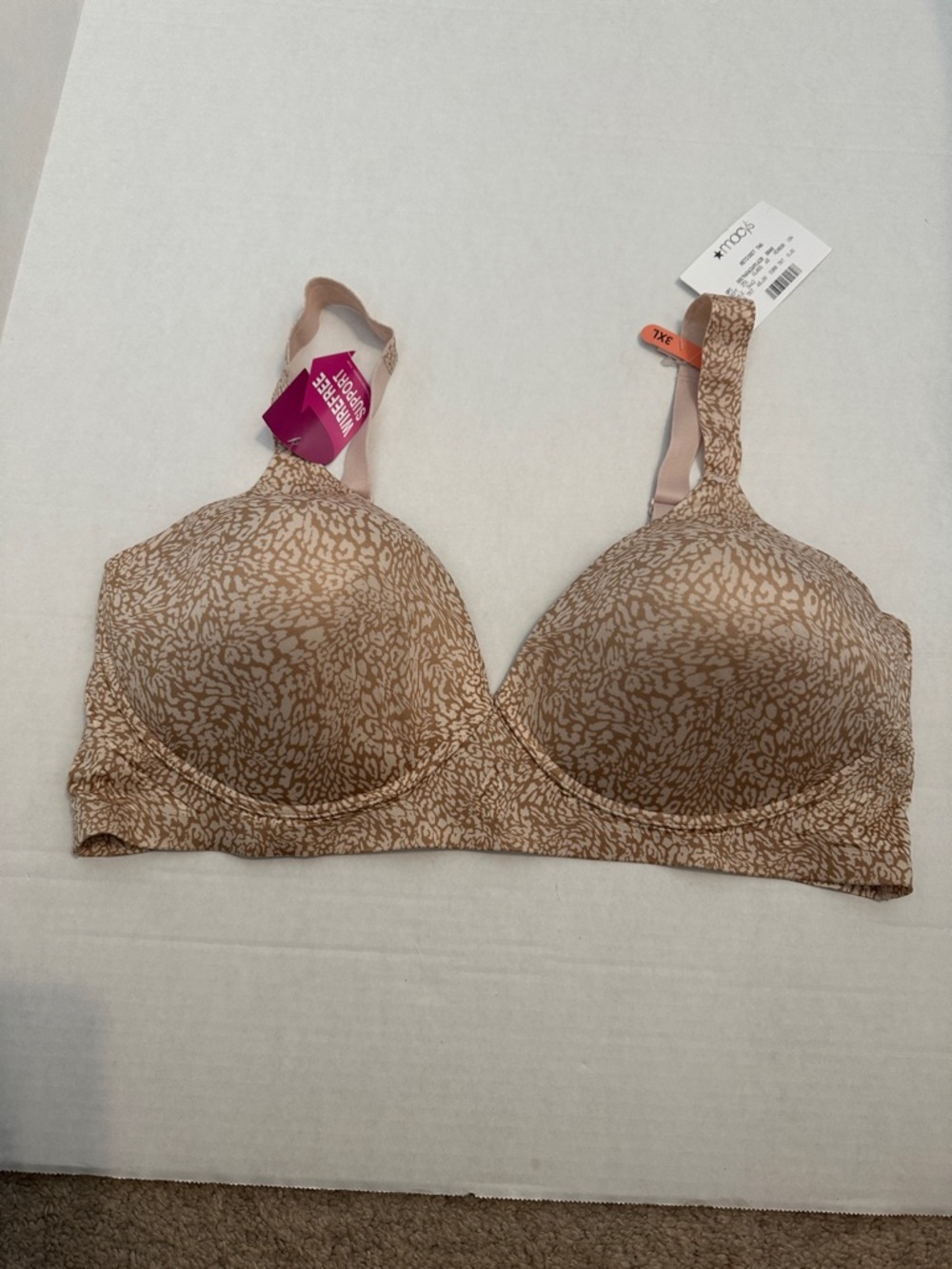 Bali Nude Tan Animal-Print Lightly Lined Underwire Bra